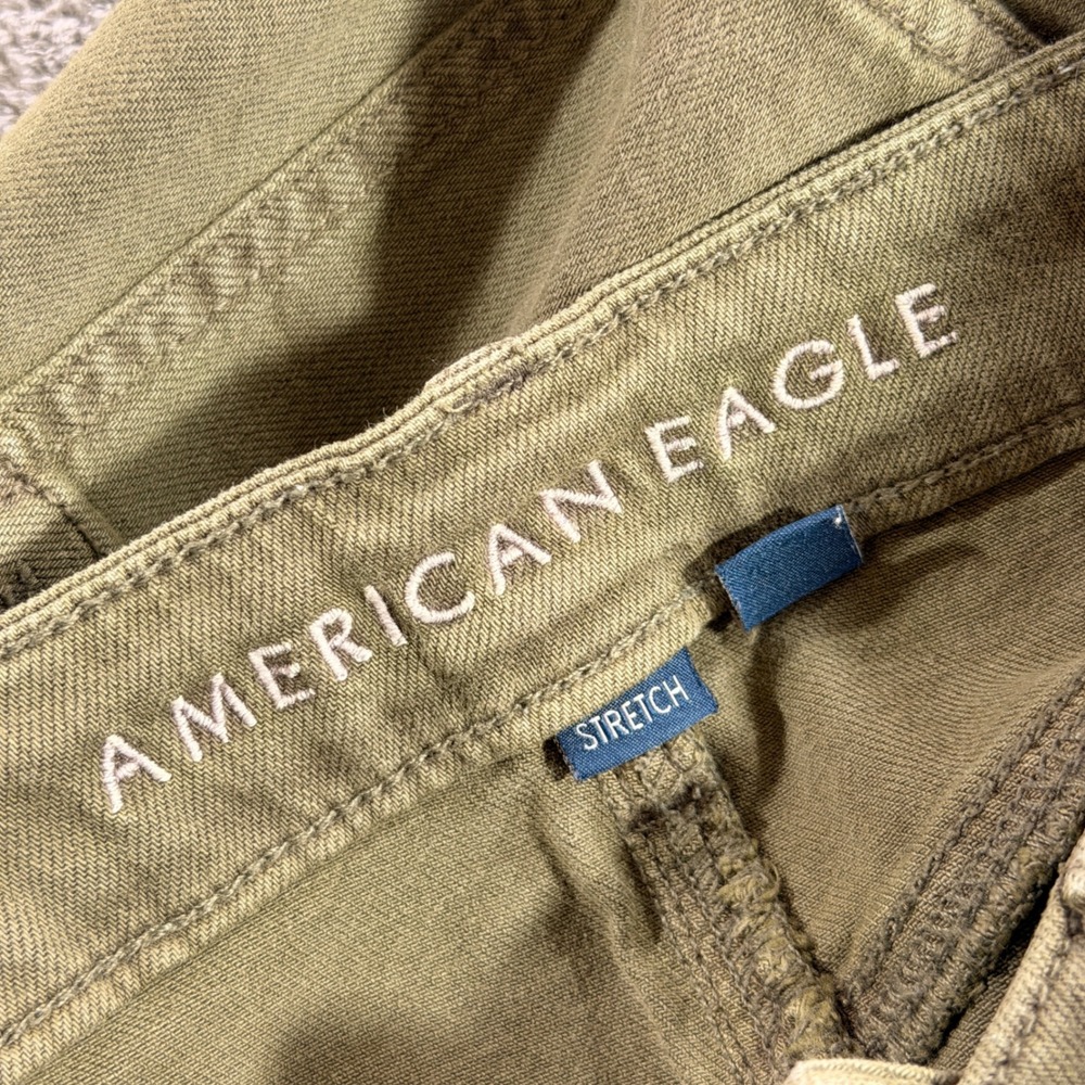 American Eagle Pants Womens 4 Green Super High-Rise Baggy Wide Leg Stretch Olive - Picture 8 of 11